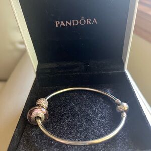 Pandora bangle and 2 charms